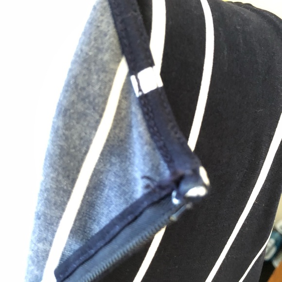 SOLD Chico’s Collection Blue & White Vertical Stripe Belted Jumpsuit Sleeveless - Picture 9 of 14